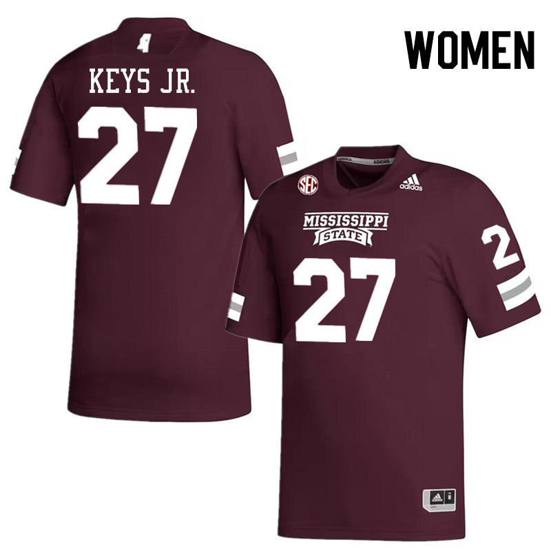 Women #27 Chris Keys Jr. Mississippi State Bulldogs College Football Jerseys Stitched-Maroon